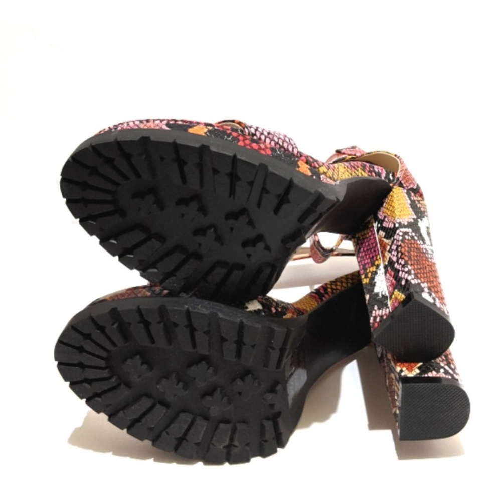 Snakeskin Ankle Strap Block Heels - Picture 8 of 8